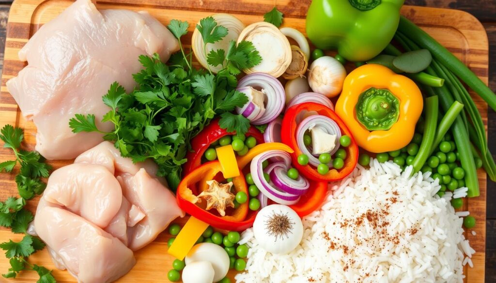 Chicken and Rice Ingredients Selection