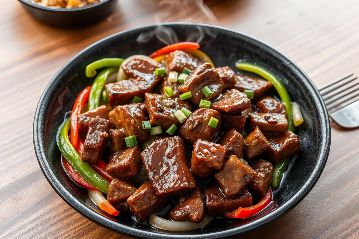 Sizzling Chinese Pepper Steak with Onions