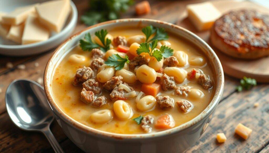 one pot macaroni cheeseburger soup